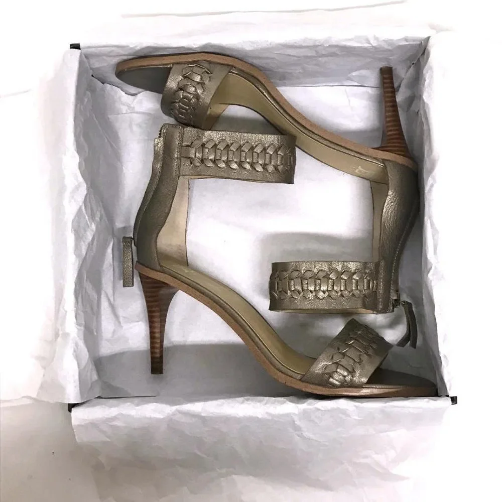 JOE'S JEANS PAX Bronze Gold Ankle Strap Heel Sandal 9 in BOX